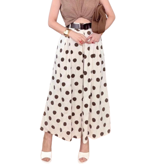 FALDA LARGA BEIGE POLKA DOTS CAFÉ
