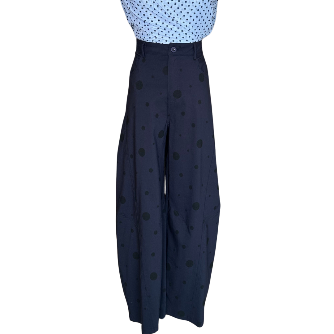 PANTALON POLKA DOTS AZUL CON NEGRO
