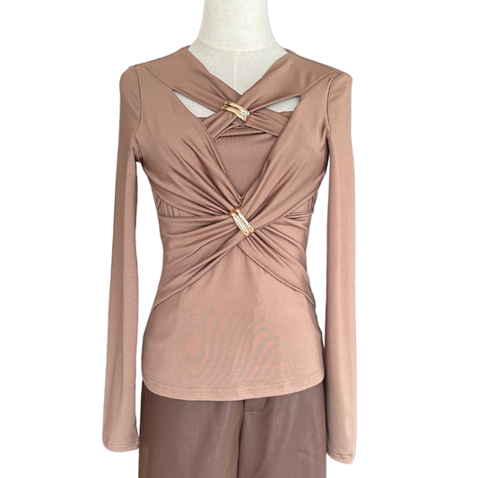 BLUSA MANGA LARGA CRUZADO FRENTE MOKA