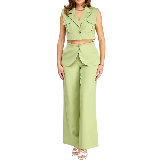 SET VERDE OLIVO CHALECO Y PANTALÓN