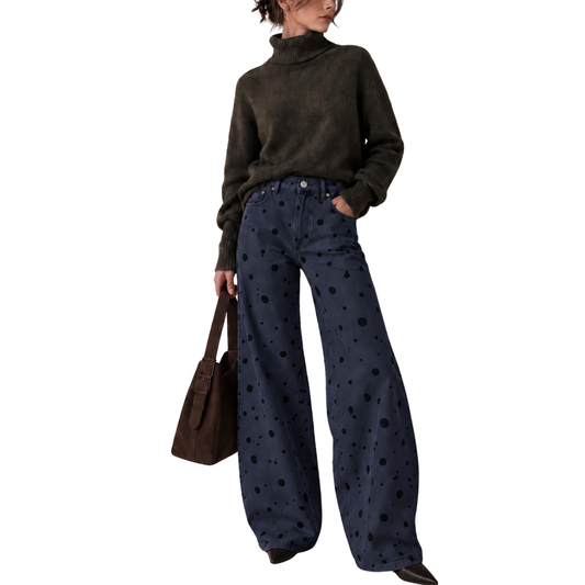 PANTALON POLKA DOTS AZUL CON NEGRO