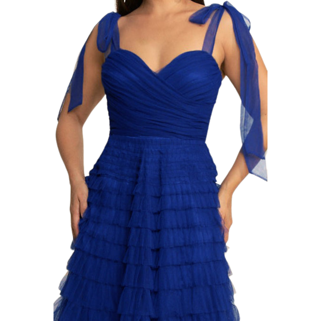 VESTIDO MIDI AZUL REY TULL