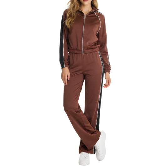 SET PANTS CAFÉ CON NEGRO Y BLANCO