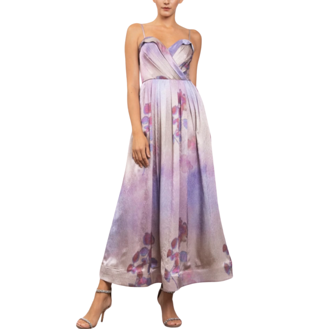 VESTIDO MIDI SATIN TONOS LILA