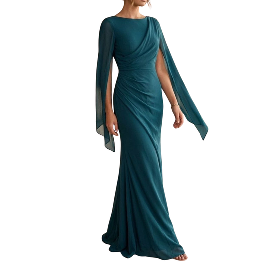 VESTIDO LARGO AZUL PETRÓLEO