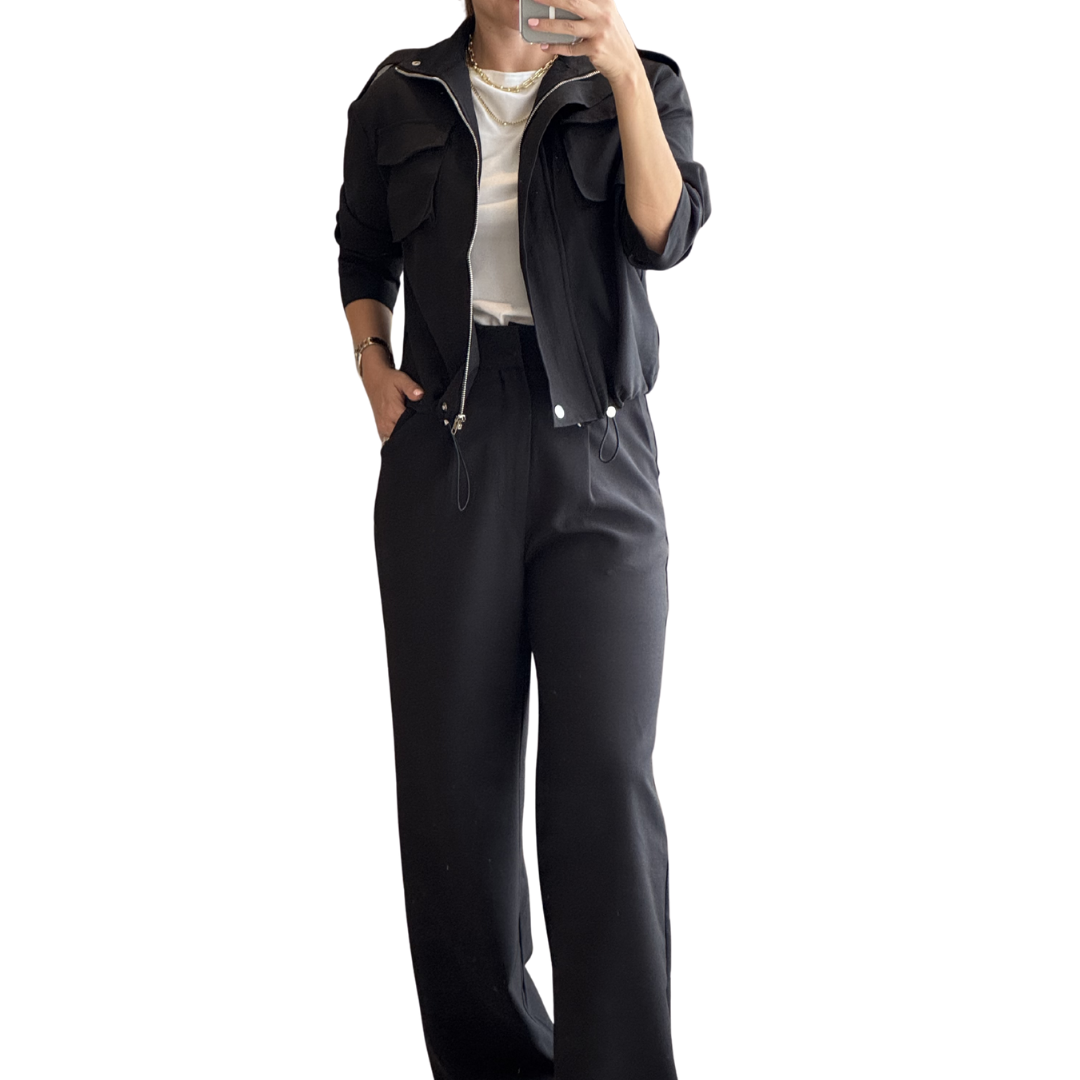 SET CHAQUETA Y PANTALÓN NEGRO