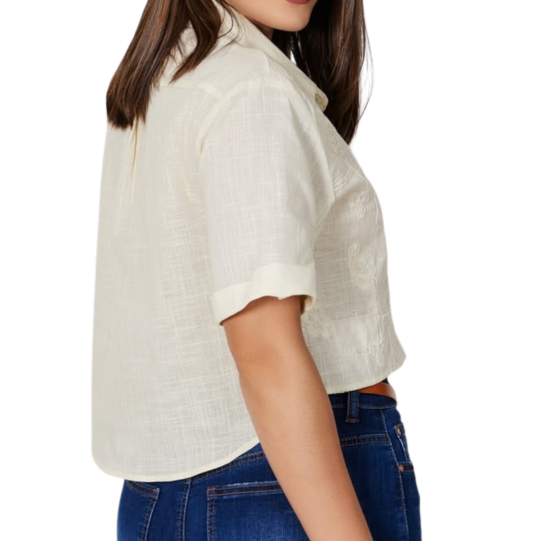 BLUSA AMARILLA BORDADO BOTONES DE PIEDRA