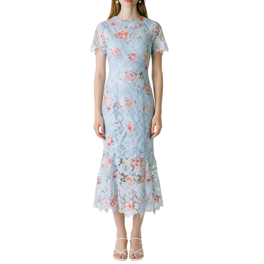 VESTIDO MIDI ENCAJE BABY BLUE
