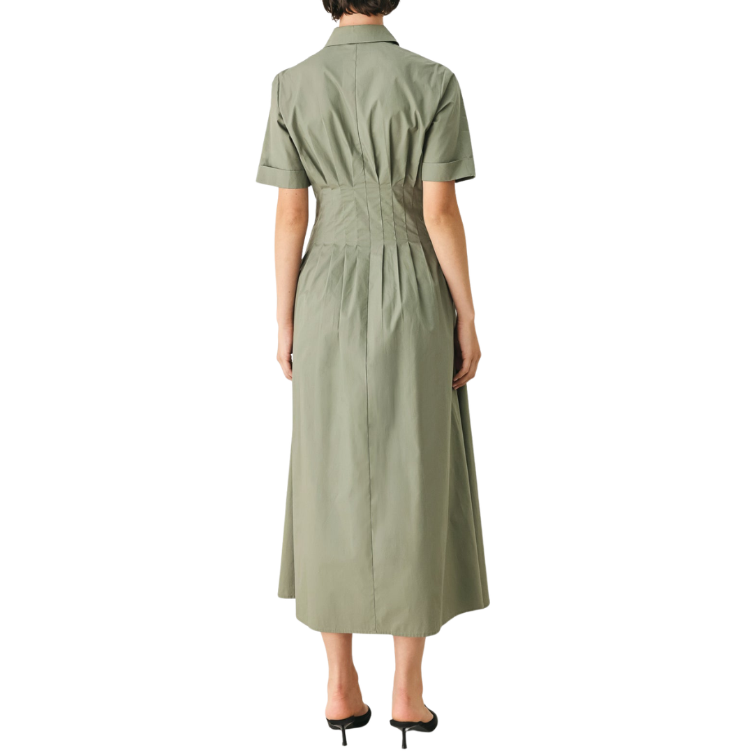 VESTIDO MIDI CON BOTONES VERDE OLIVO