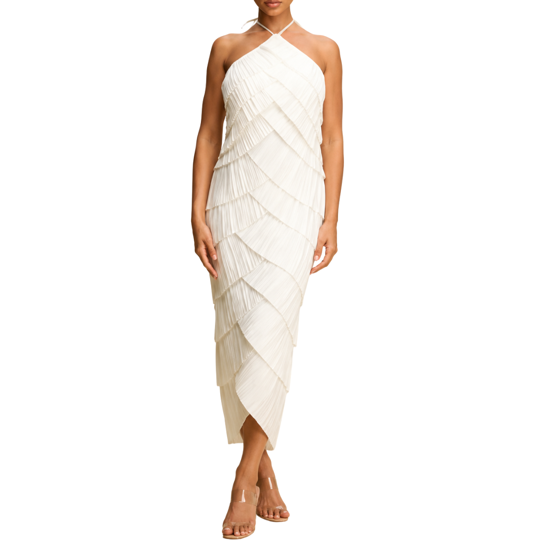 VESTIDO MIDI BLANCO CON OLANES