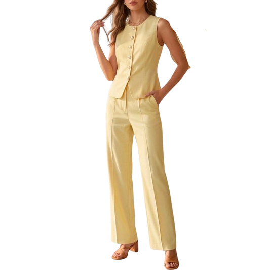 SET PANTALÓN Y CHALECO AMARILLO