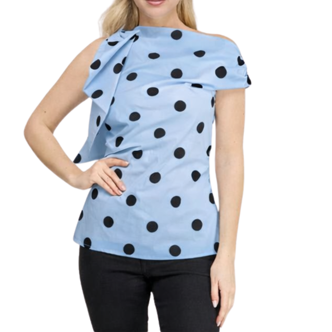 BLUSA POLKA DOTS CELESTE