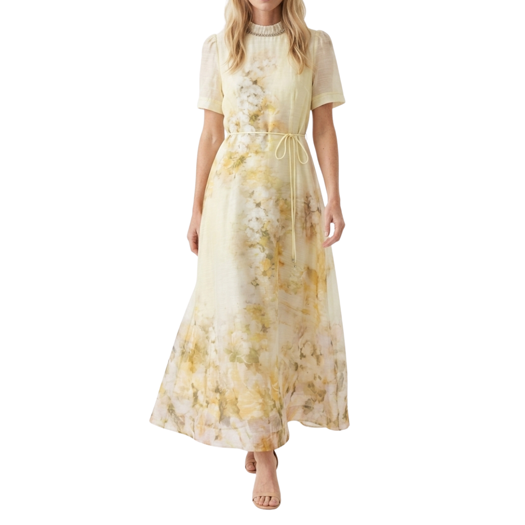 VESTIDO MIDI CON FLORES BUTTER YELLOW
