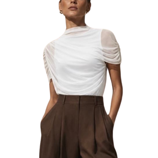 BLUSA MESH BLANCA CORRUGADA