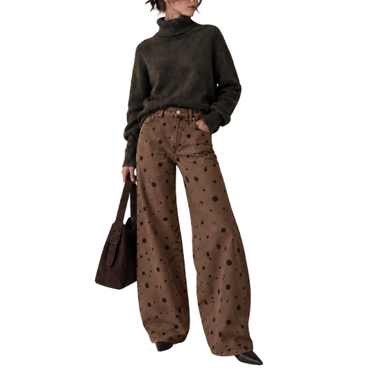 PANTALON POLKA DOTS CAFE CON NEGRO