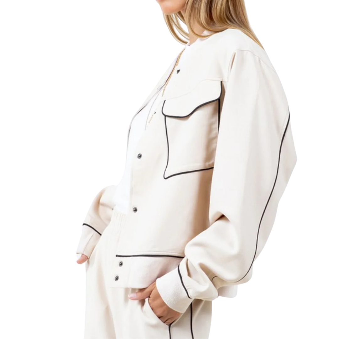 SET DE PANTS BEIGE CON CONTORNO NEGRO