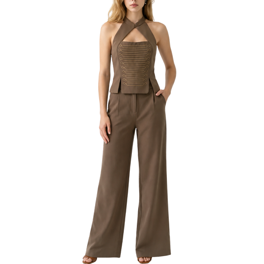 SET PANTALON Y TOP TIPO NAPOLEON CAFE