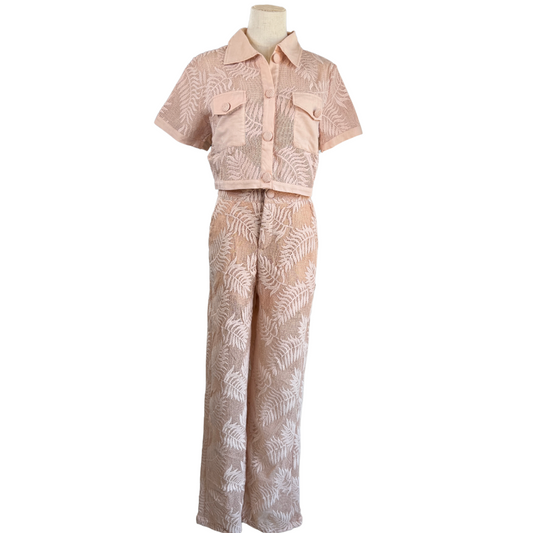 SET BLUSA Y PANTALON BORDADO ROSA PALO