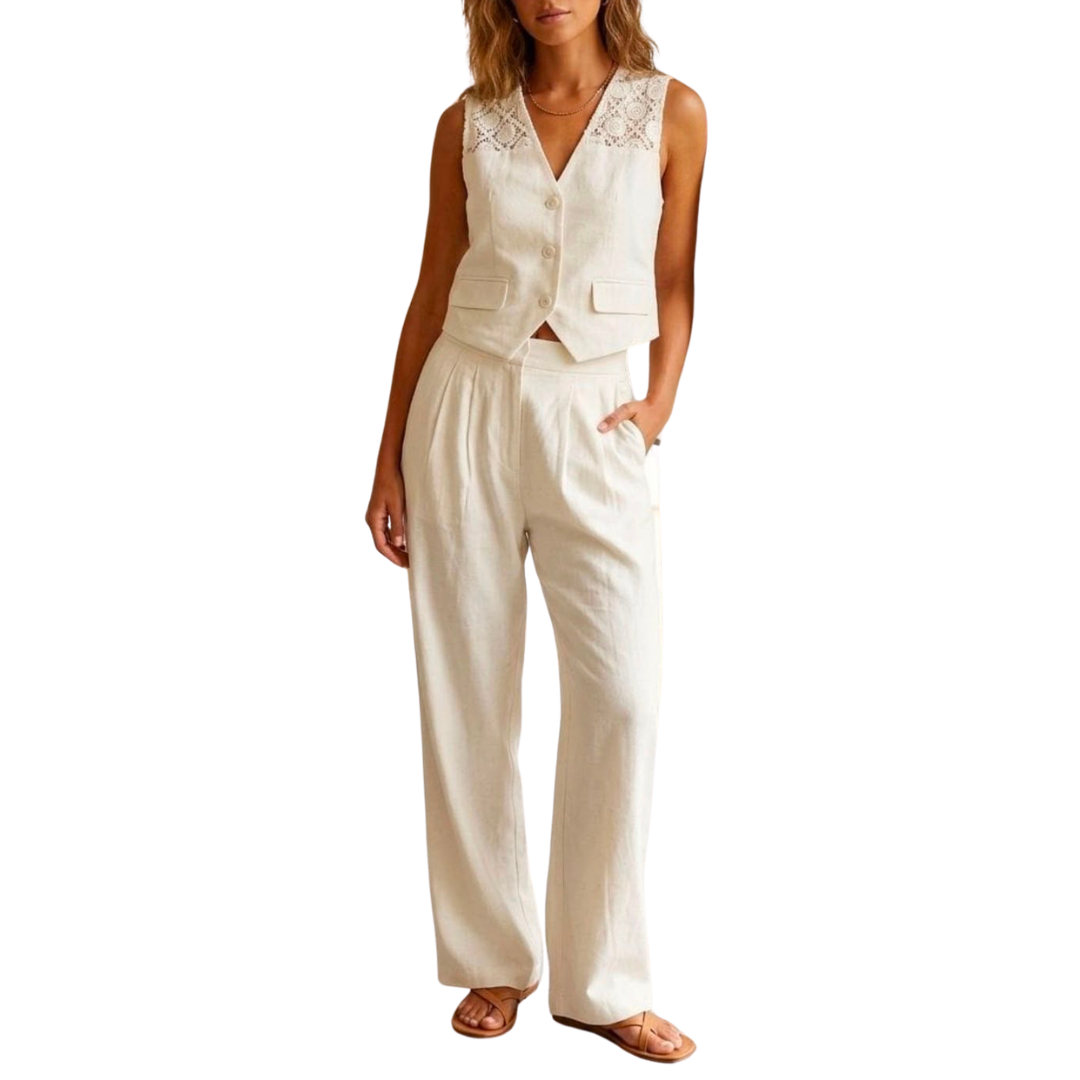SET TIPO LINO BEIGE CLARO