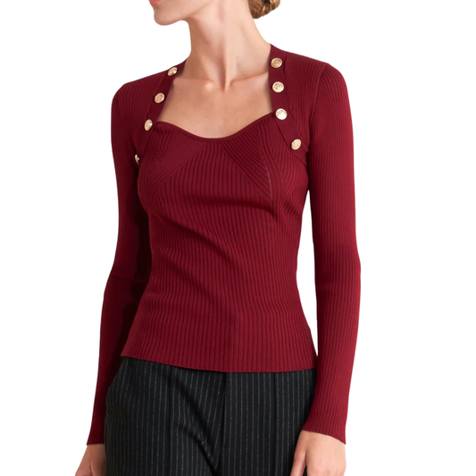 BLUSA DE PUNTO MANGA LARGA VINO