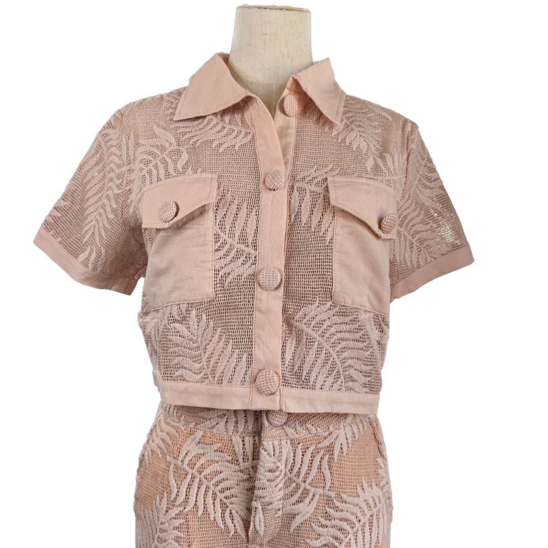 SET BLUSA Y PANTALON BORDADO ROSA PALO