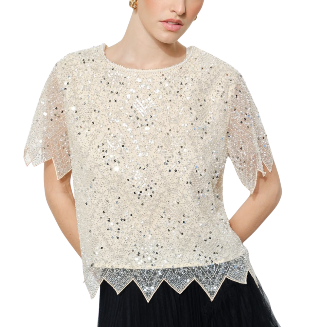 BLUSA CON BRILLOS BEIGE