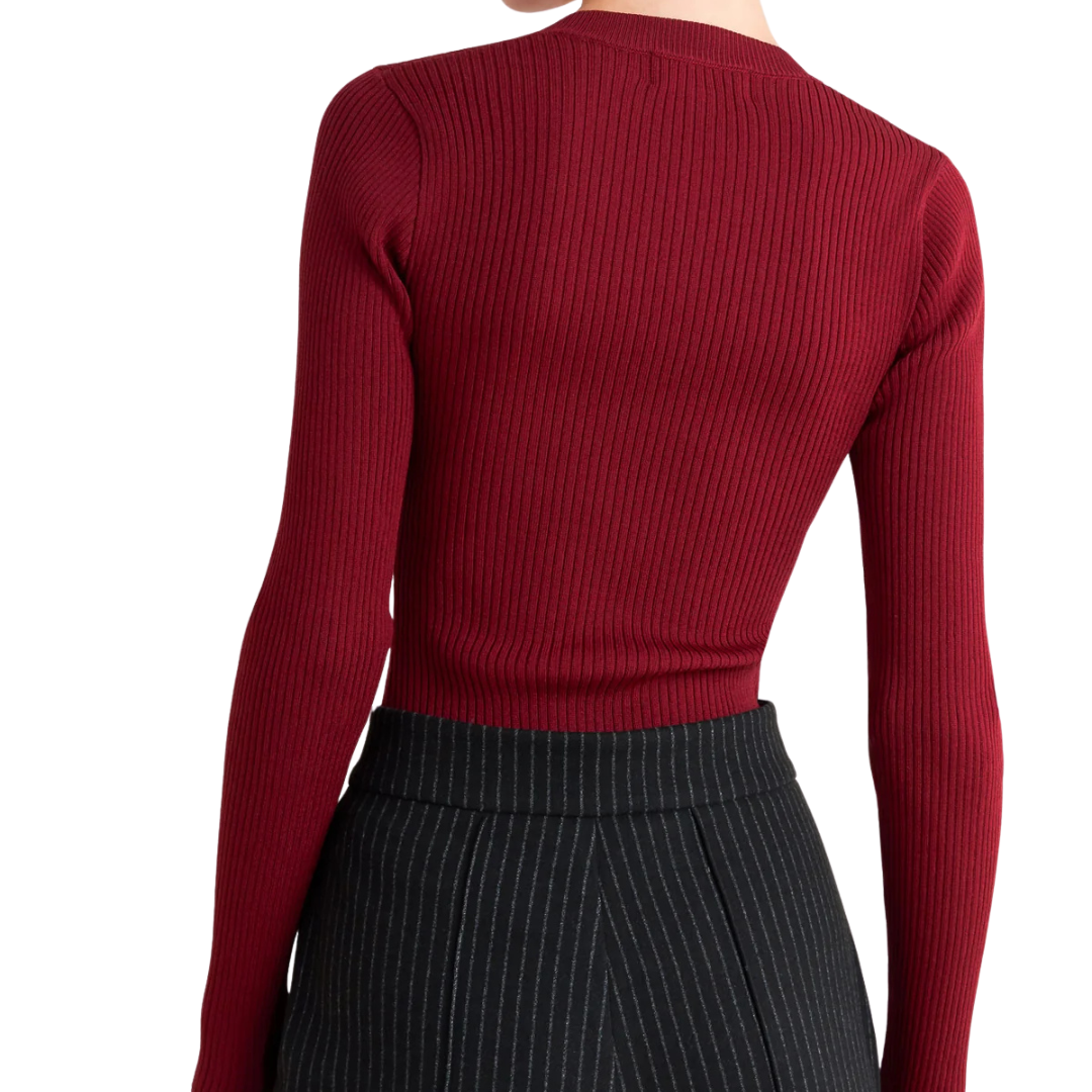 BLUSA DE PUNTO MANGA LARGA VINO