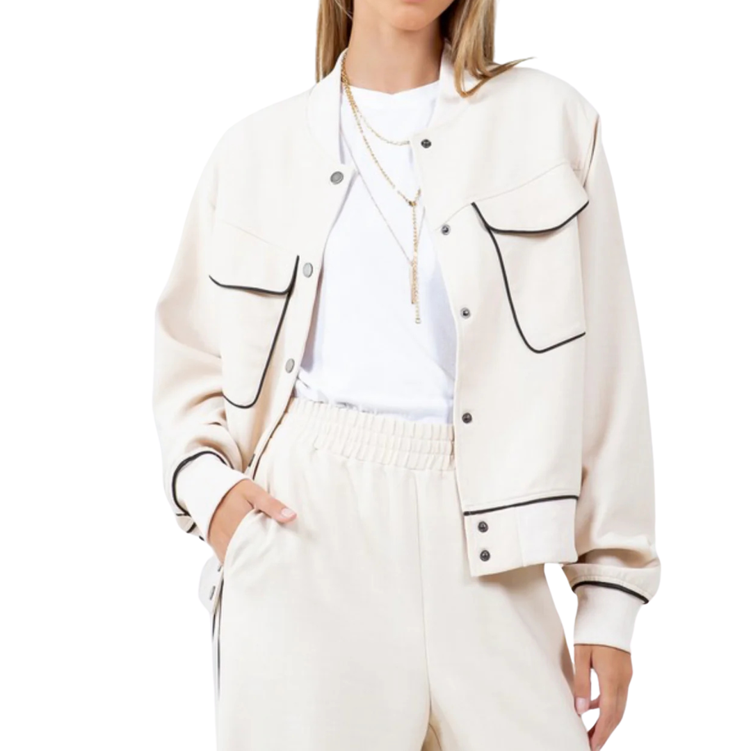 SET DE PANTS BEIGE CON CONTORNO NEGRO