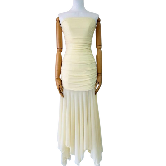 VESTIDO MIDI AMARILLO MESH