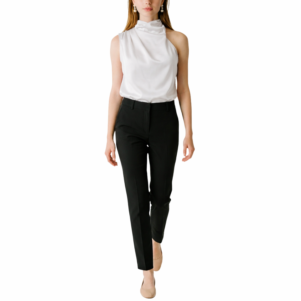 BLUSA BLANCA HALTER SATIN