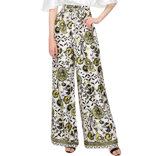 PANTALÓN SATINADO CON ESTAMPADO VERDE