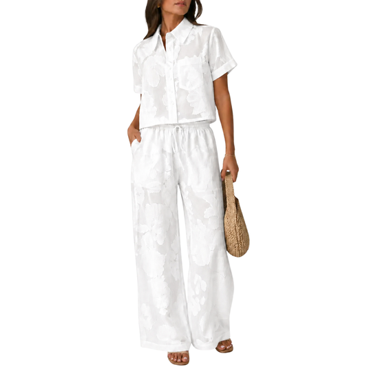 SET PANTALÓN Y BLUSA BLANCO ENCAJE