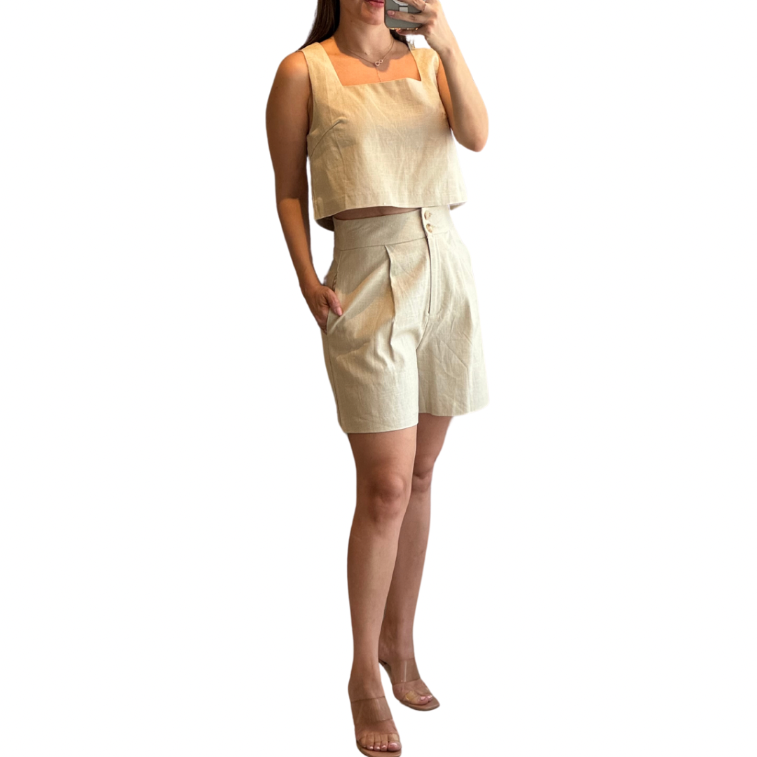 SET BLUSA Y SHORT BEIGE