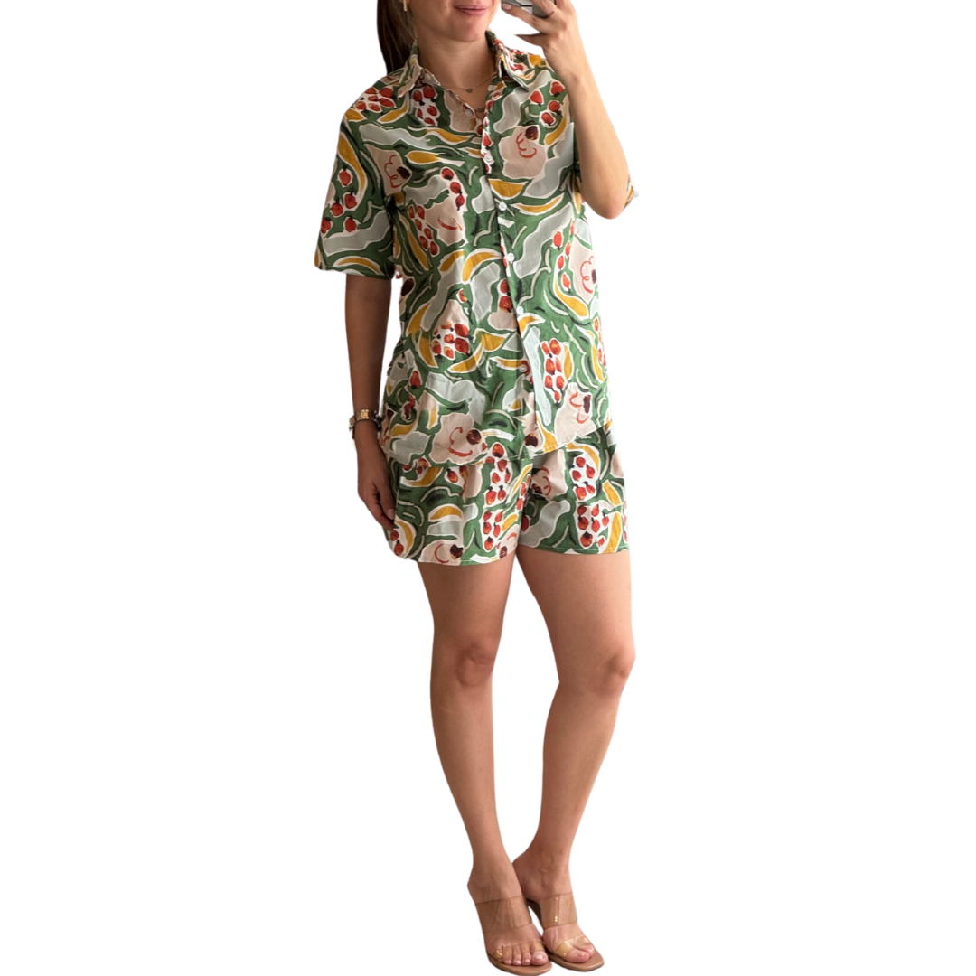 SET CAMISA Y SHORT FRUITS VERDE