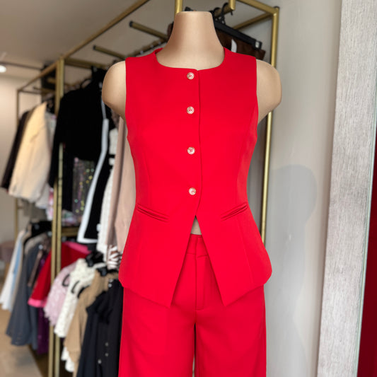 SET ROJO CHALECO Y PANTALON