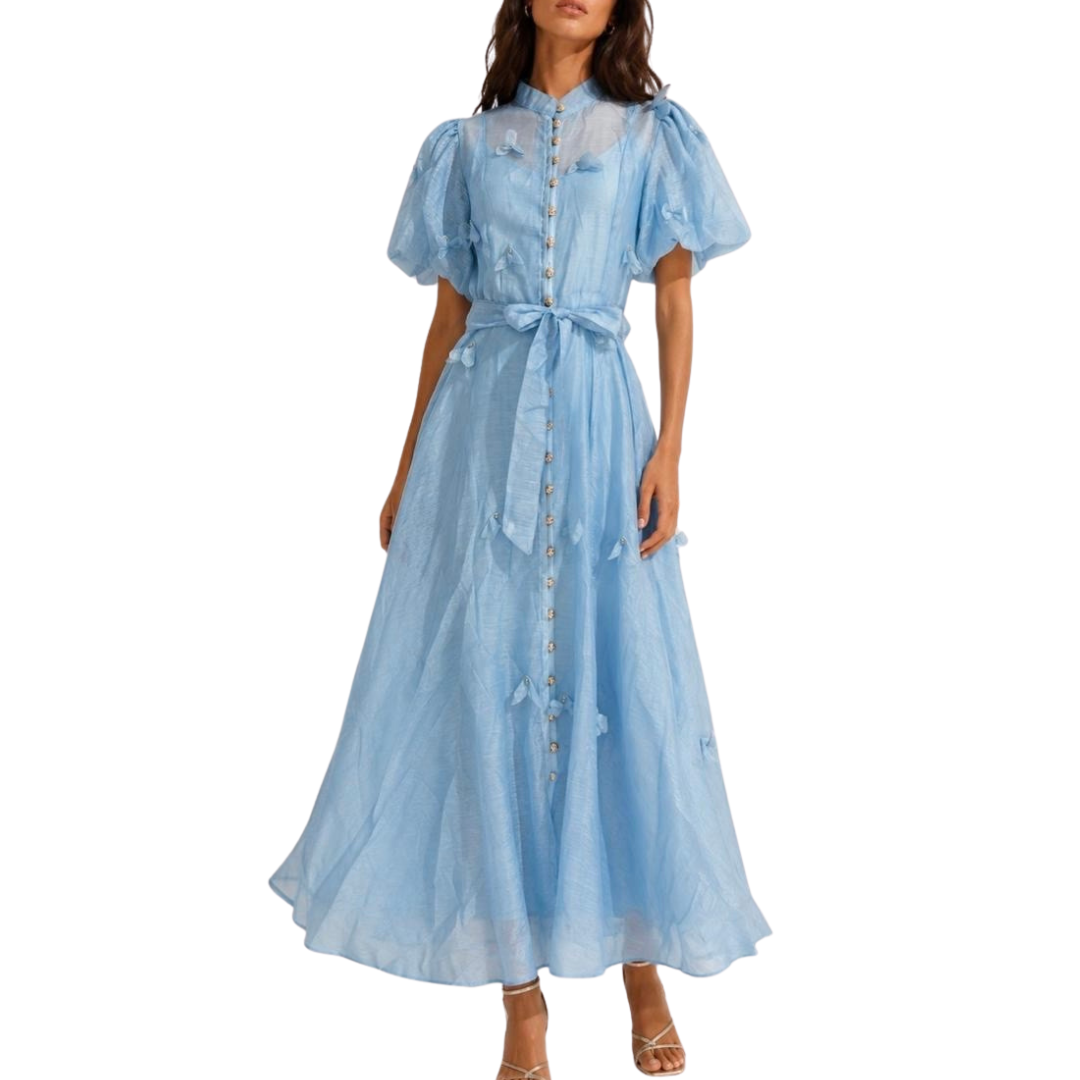 VESTIDO MIDI CELESTE