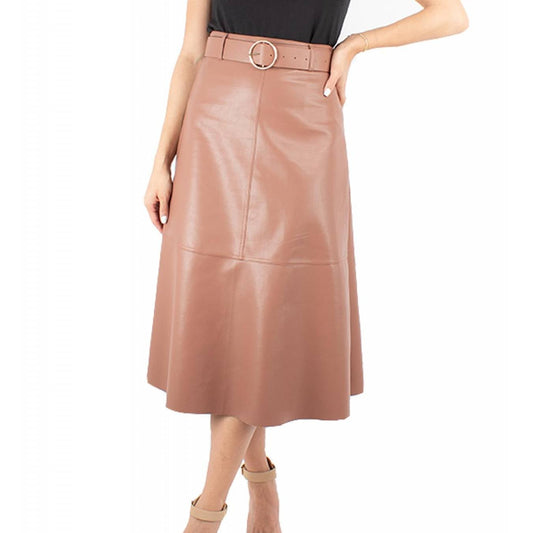 FALDA CORTE A CAFÉ CLARO VINIPIEL