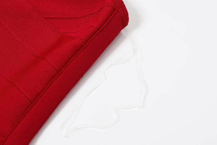 VESTIDO MIDI ROJO CON FLECOS