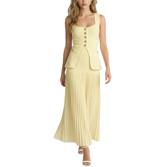 SET BLUSA Y FALDA TABLONES AMARILLO